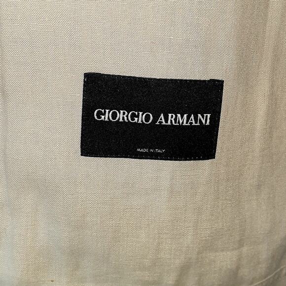 Ladies Giorgio Armani 100% Linen Jacket Pockets Snaps Mandarin Collar IT 46 XL - Picture 5 of 8
